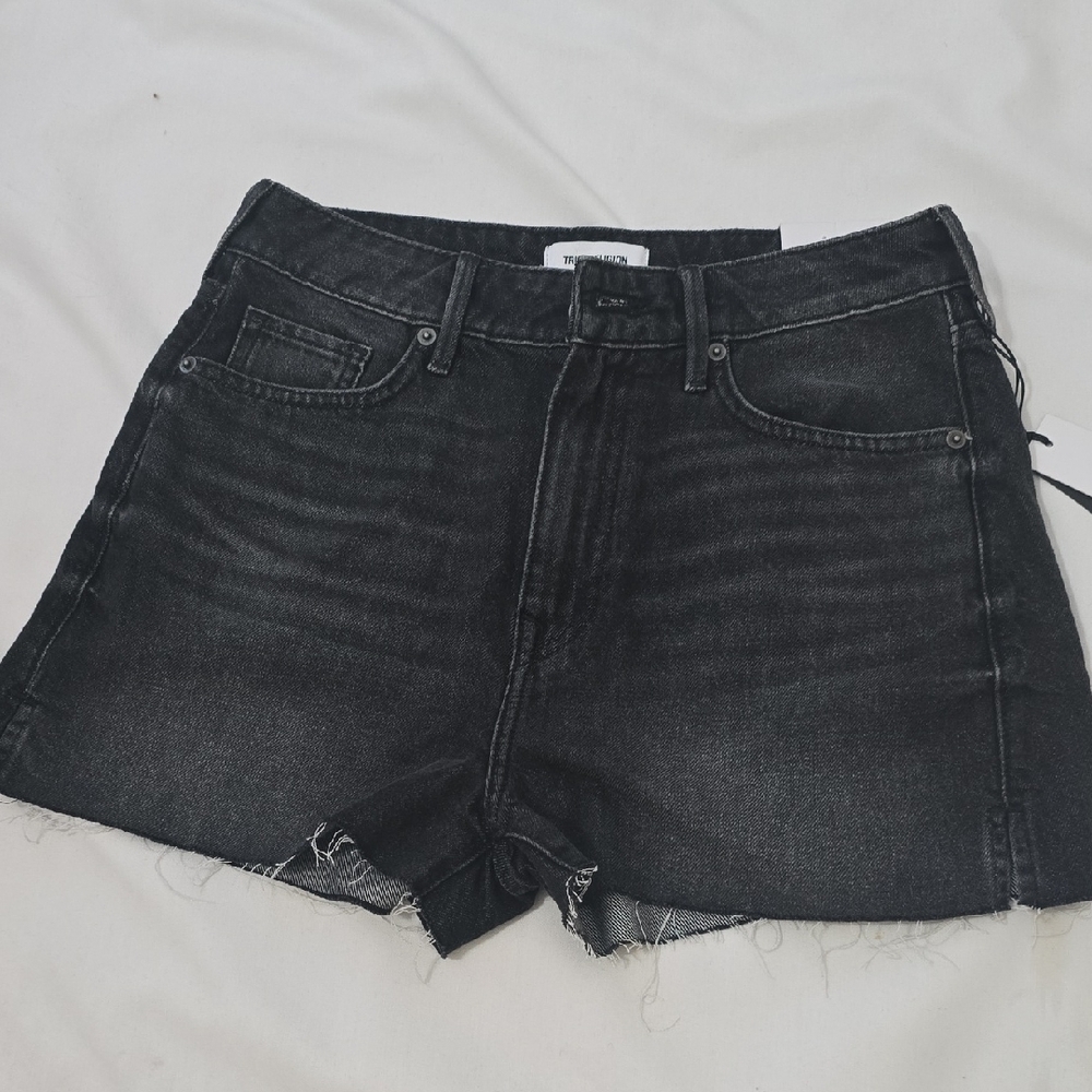 True Religion Black Jean Shorts 28